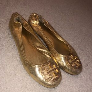 Tory Burch Gold Flats